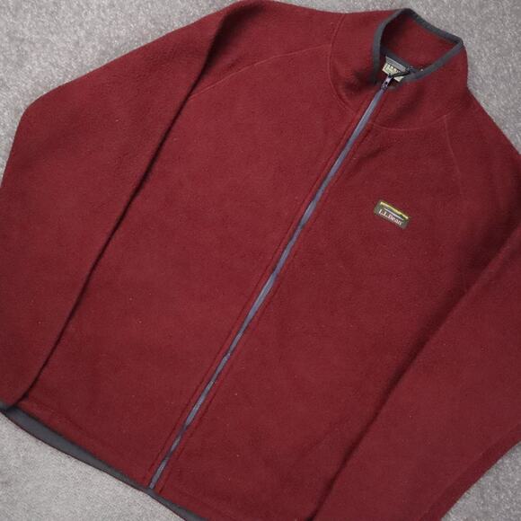 L.L. Bean Fleece Regular Large Red Long Sleeve Full Zip Collared Jacket - Picture 9 of 11